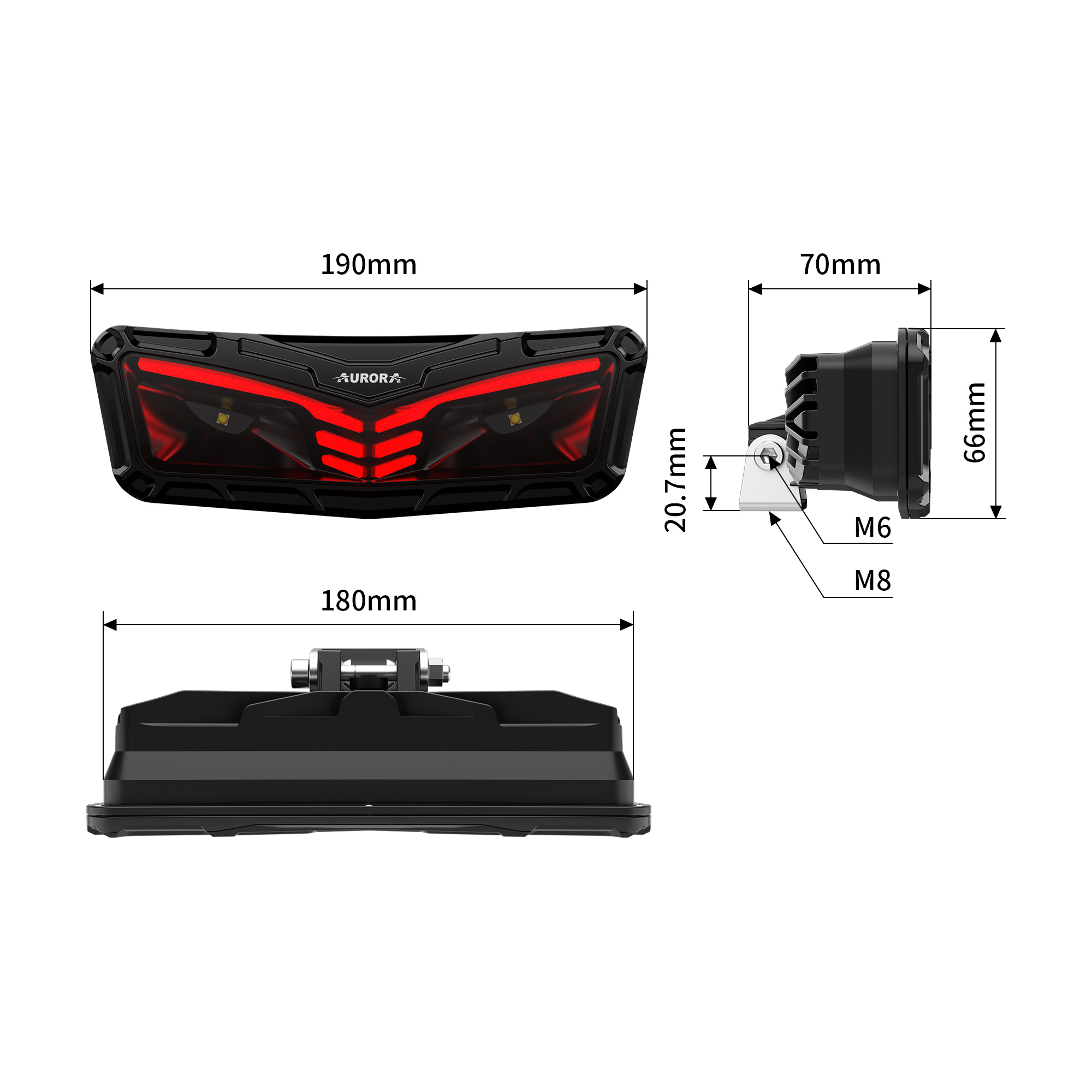 AURORA New Design LED Brake Light Driving Signal Warning Tail Light